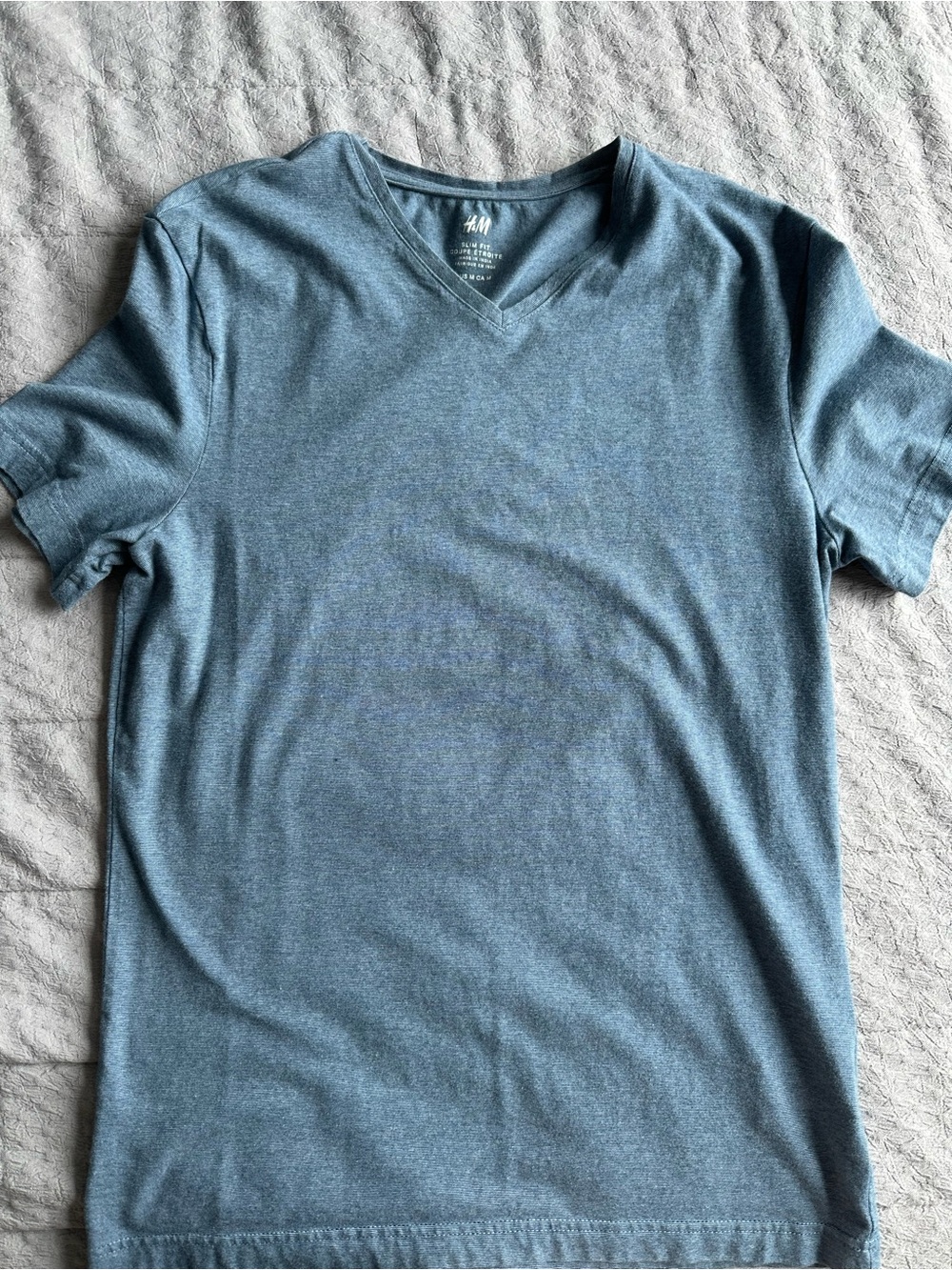 H&M Men's V-Neck Tee in Slate Blue